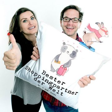 Mr. & Mrs. Panda Dekokissen Panda Bester Shoppingpartner der Welt - Weiß - Geschenk, Shopping-Que, Herzerwärmendes Motiv