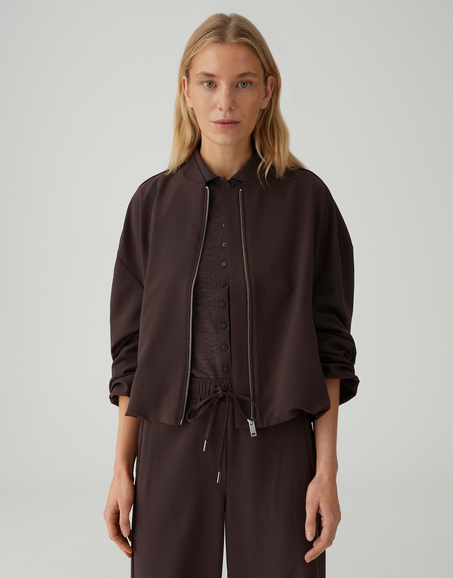 OPUS Jackenblazer JANICA in Twilloptik Weite Passform, ovaler Schnitt, Blousonkragen, schräge Eingrifftaschen