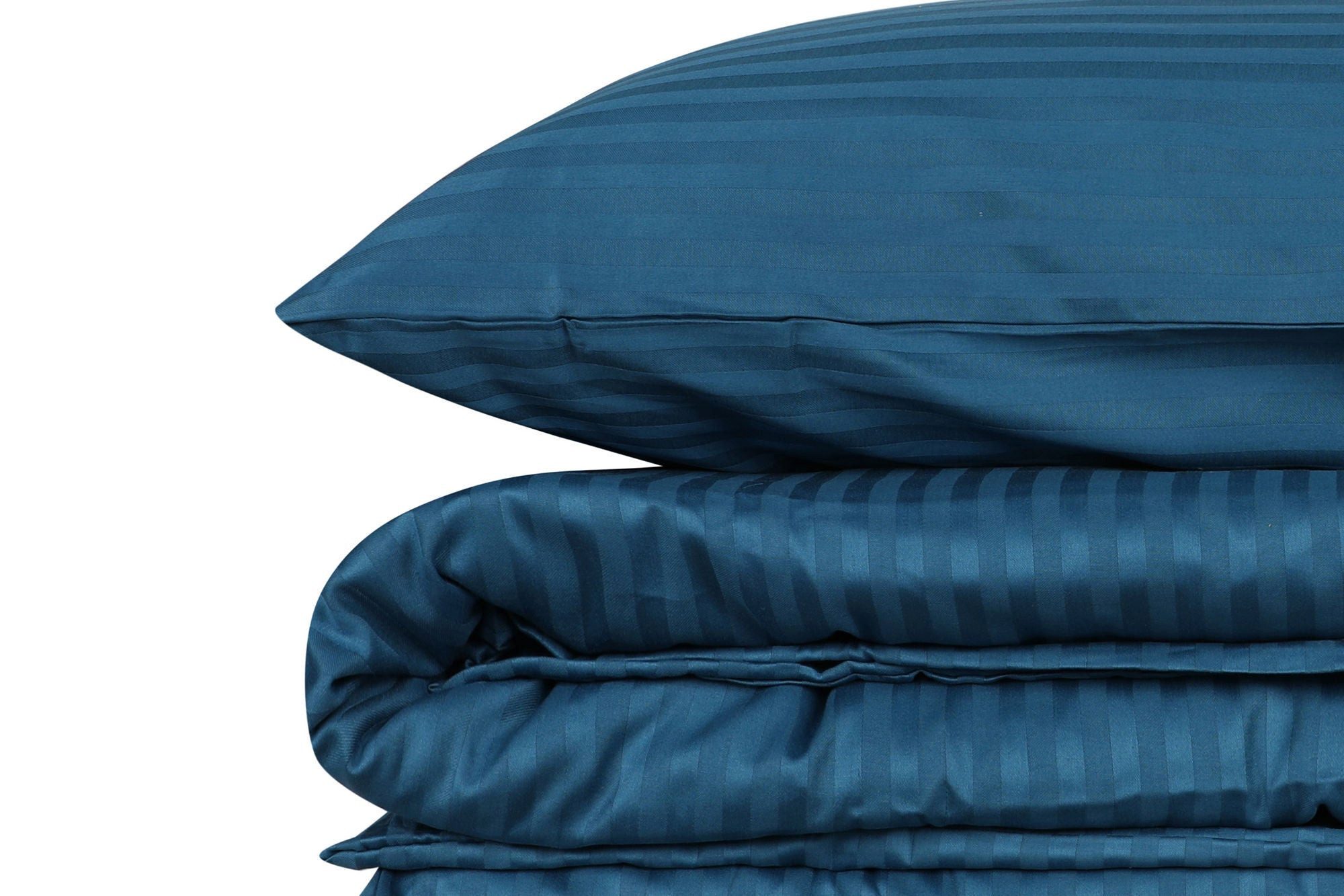 Luxusbetten24 Bettwäsche Premium Satin Bettwäsche Set Stripe Blau