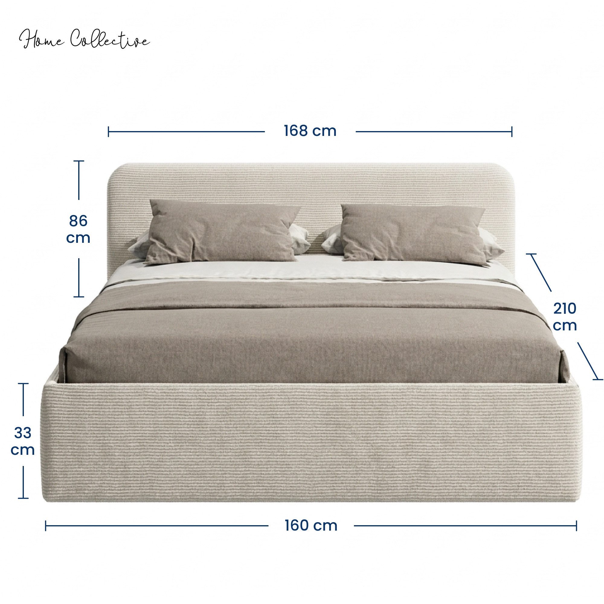 Home Collective Polsterbett Bett mit Stauraum, verstellbarem Lattenrost, viele Größen (Größen: 100x200 120x200 140x200 160x200 180x200 200x200, hochwertiger Kor – Bild 4 von 5