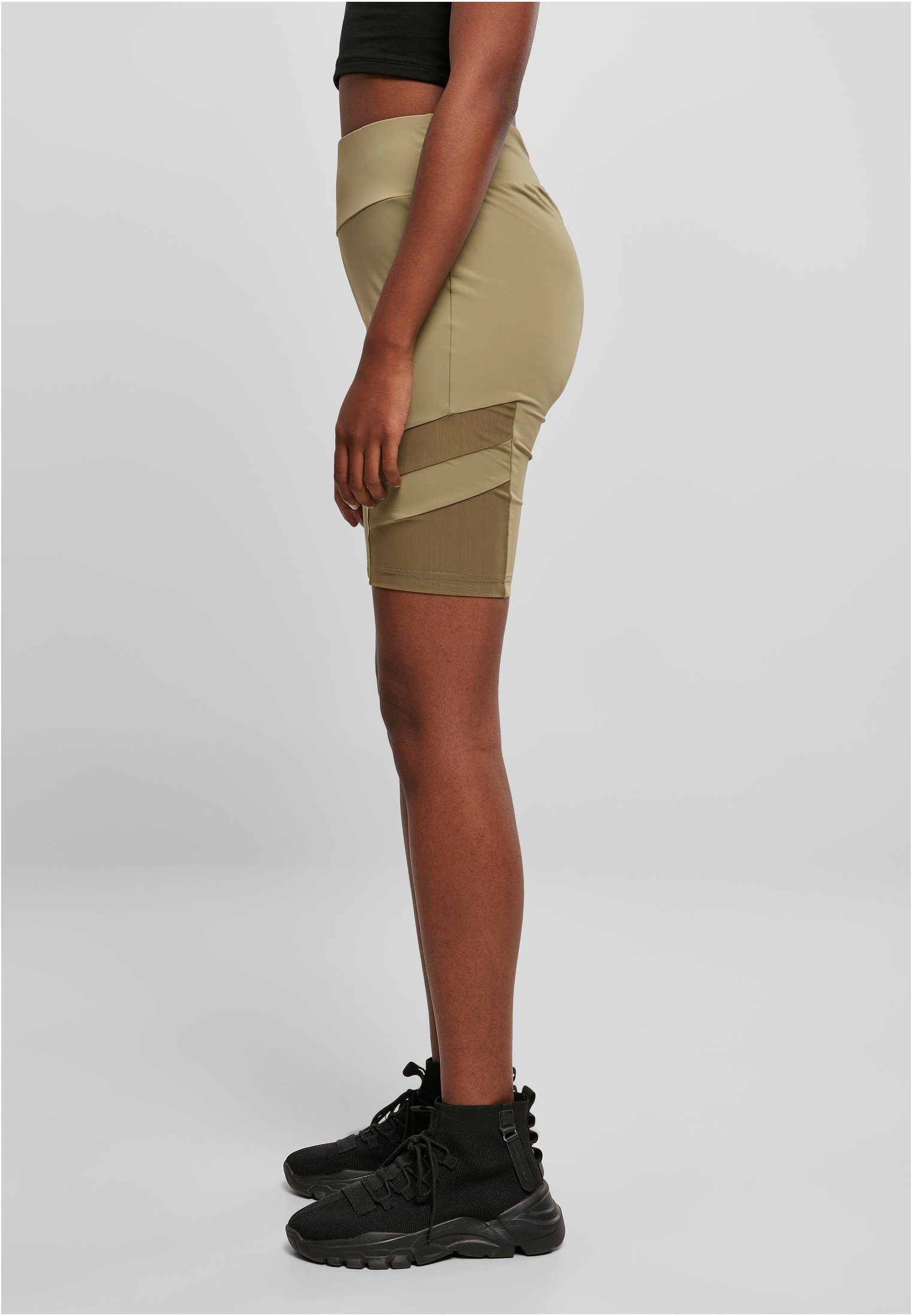 Ladies khaki High Stoffhose Damen Mesh Waist CLASSICS (1-tlg) Cycle Tech URBAN Shorts
