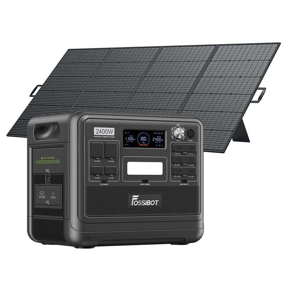 Fossibot Stromerzeuger F2400+ SP420 Solar Panel, Solargenerator mit 420W Solar Panel, Tragbare Powerstation