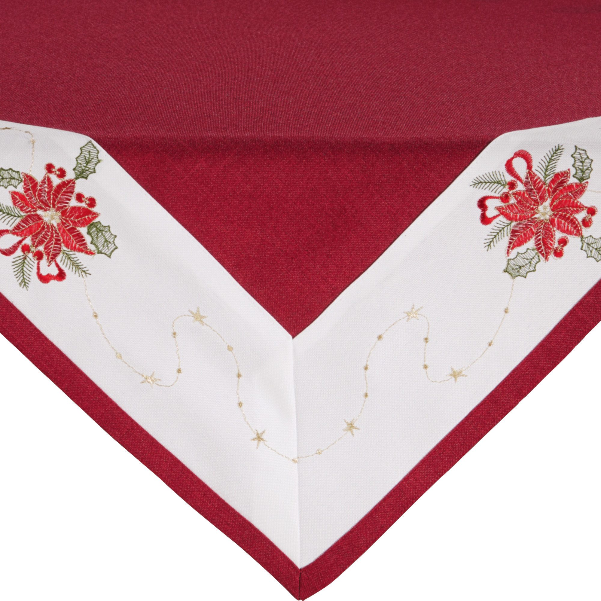 Erwin Müller Mitteldecke Mitteldecke "Weihnachtsstern", Leinen-Optik Blumen