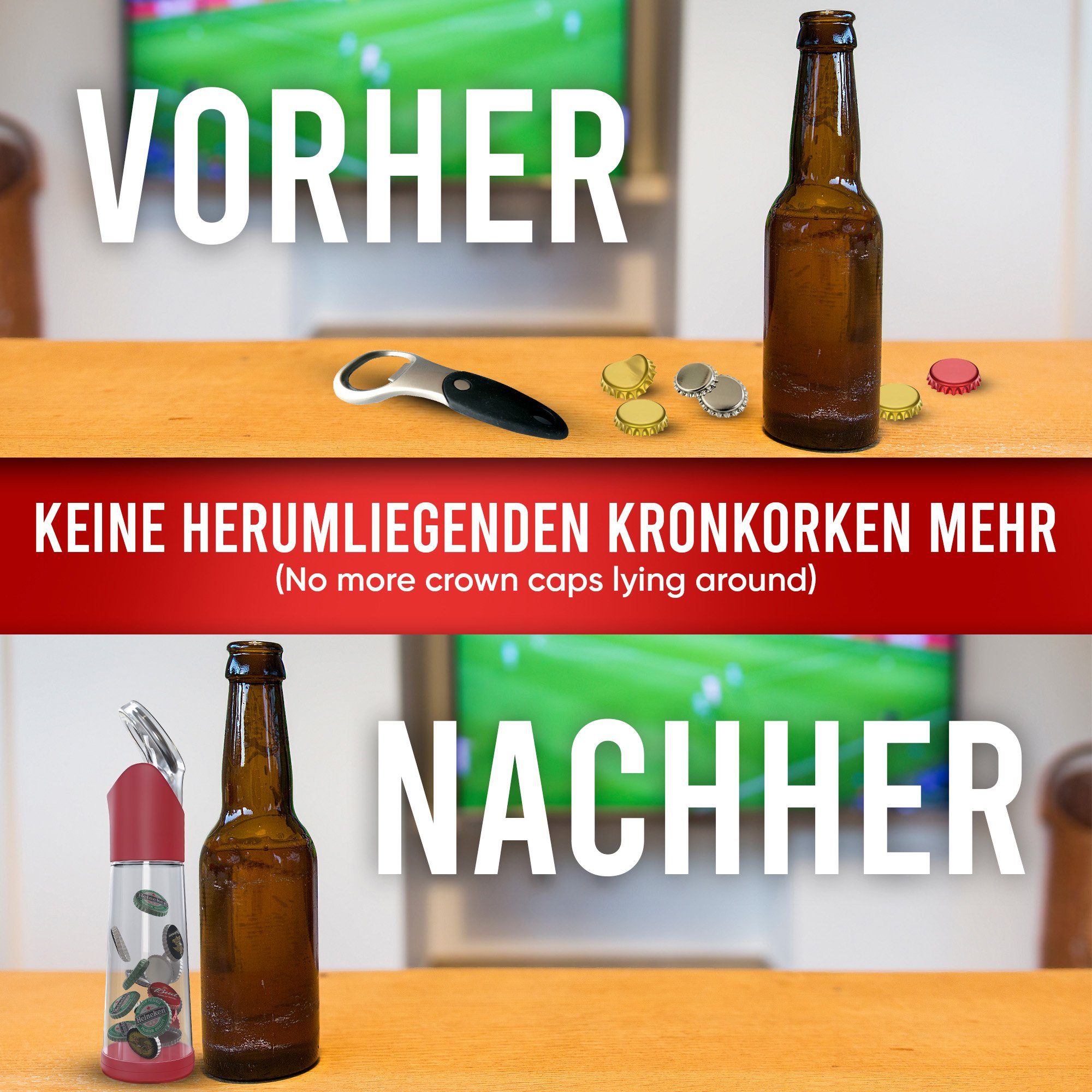 wortek Flaschenöffner Getränkeöffner mit Auffangbehälter Bieröffner (Set, 2-tlg), Geschenk für Männer und Bierliebhaber Biergeschenk – Bild 4 von 5