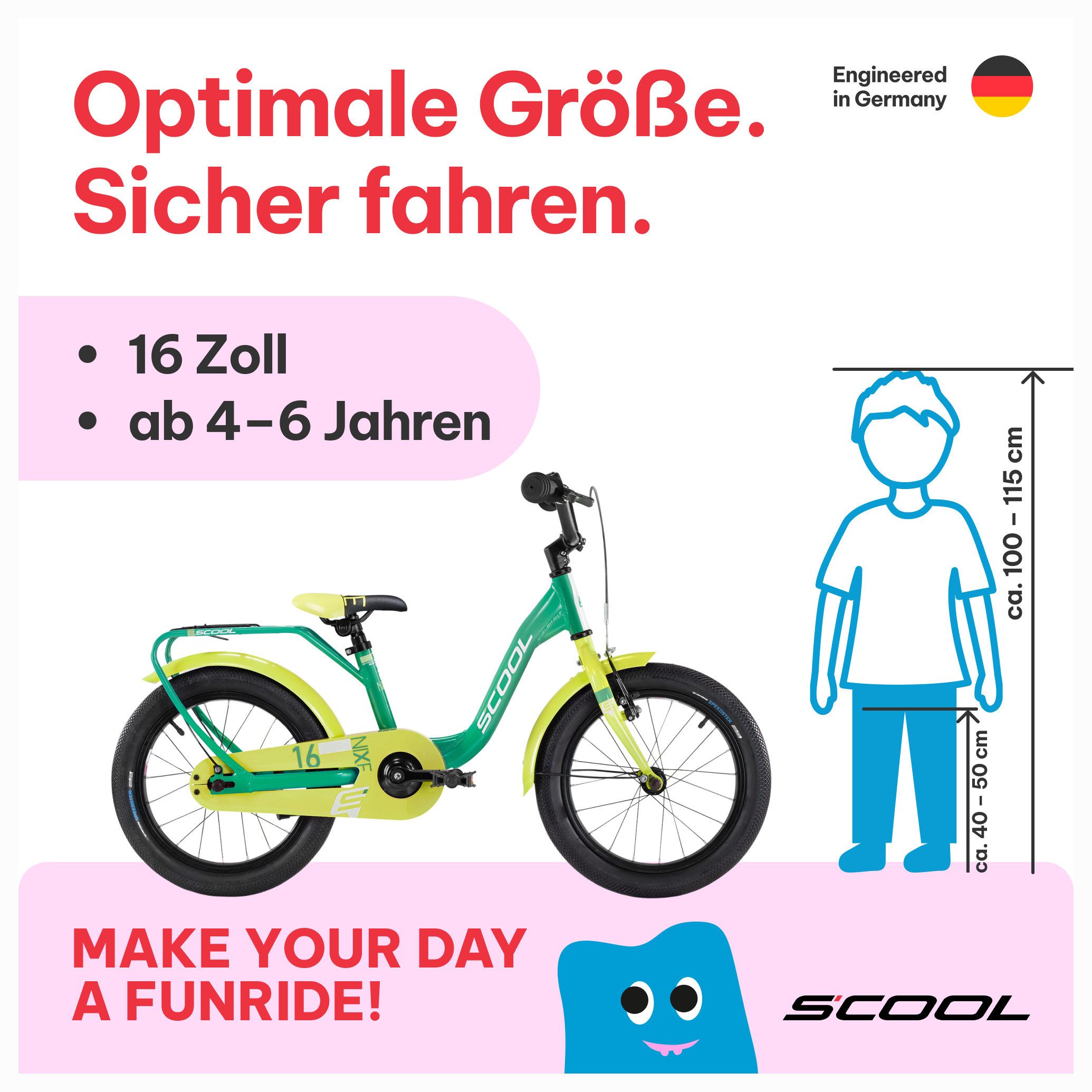 S’COOL Kinderfahrrad niXe 1-Gang, 12 / 16 / 18 Zoll