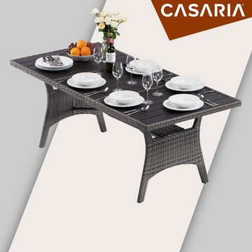 Casaria Gartentisch (1-St), Polyrattan 190x90x74 cm mit Ablage WPC-Tischplatte Höhenverstellbar