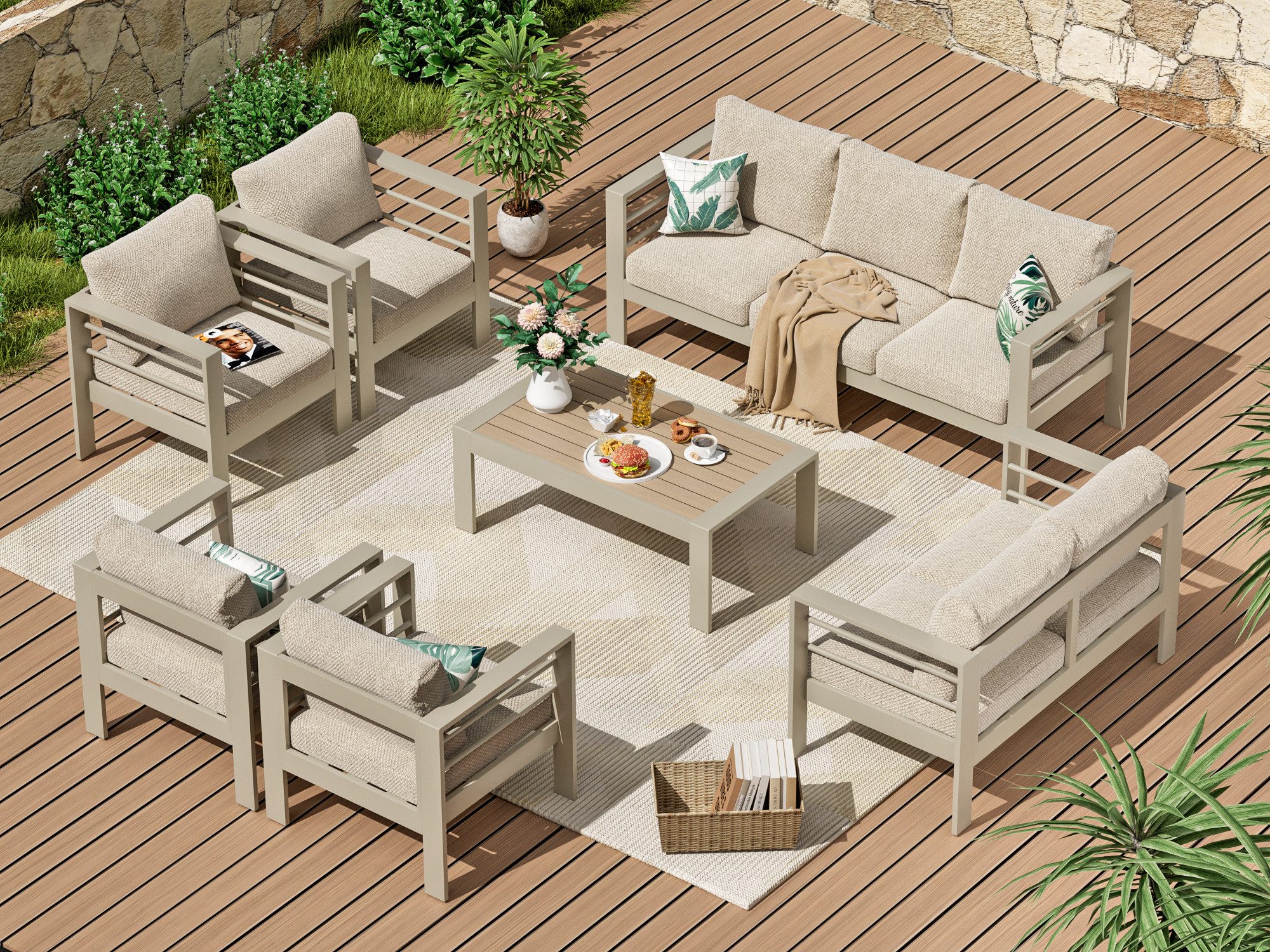 MeXo Gartenlounge-Set XXL Gartenmöbel Set Aluminium günstig online kaufen