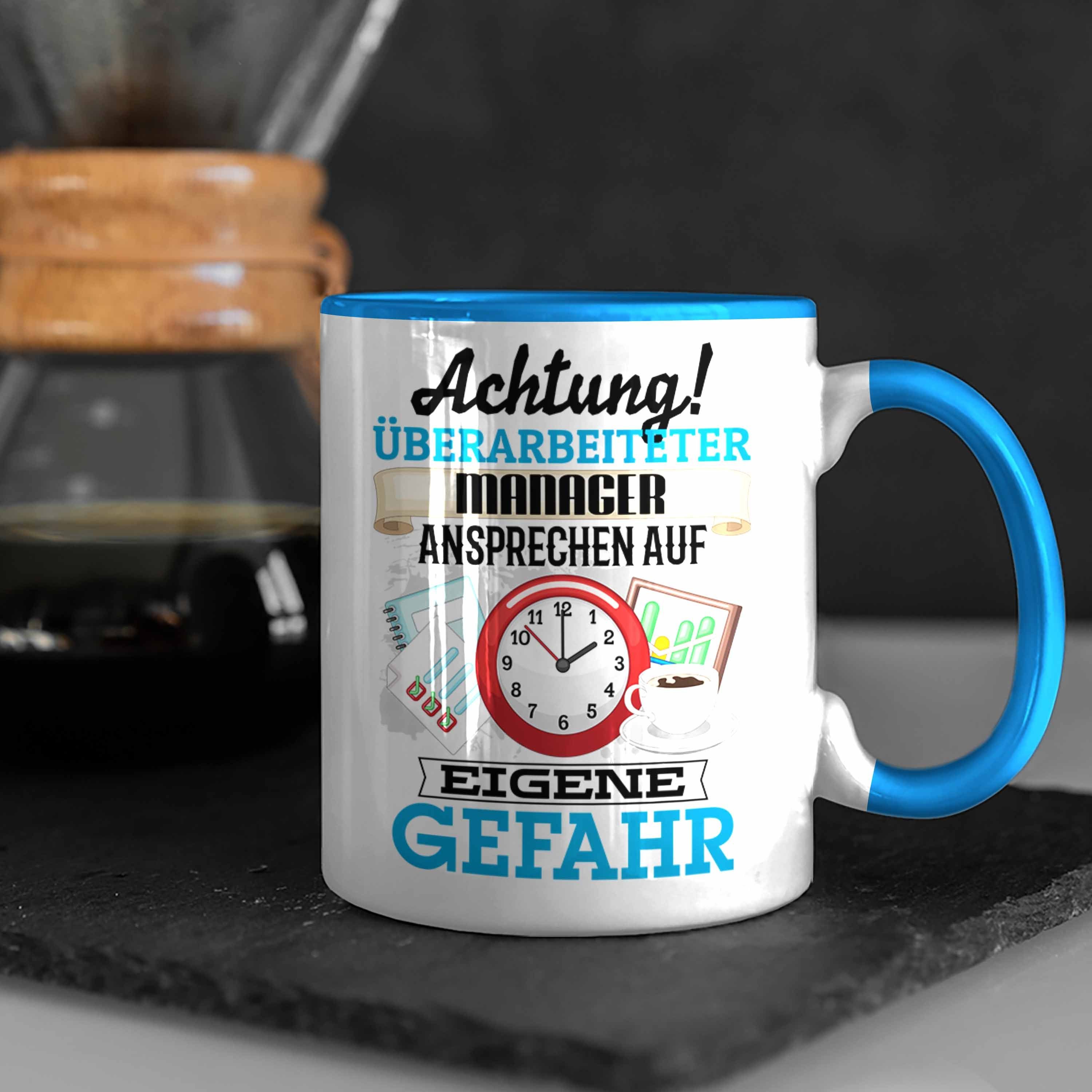 Geschenkidee Geschenk Tasse für M Trendation Manager Blau Lustiger Tasse Kaffeebecher Spruch