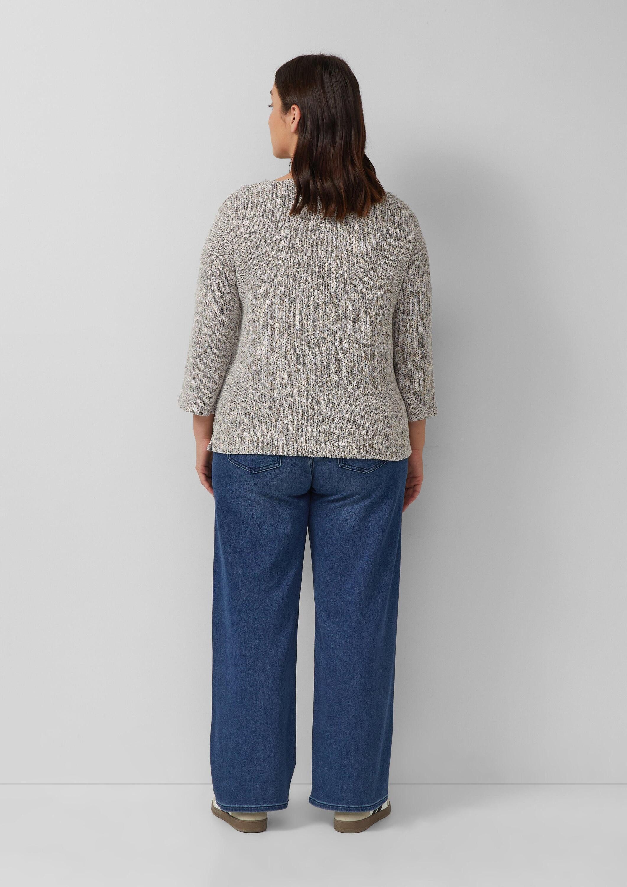 s.Oliver 3/4-Arm-Shirt T-Shirt Verkürztes Struktur Shirt mit 3/4-Arm