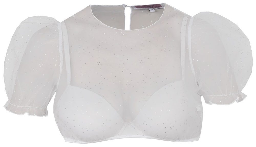 MarJo Dirndlbluse Dirndlbluse Kochel Kurzarm Puffarm lichtgrau