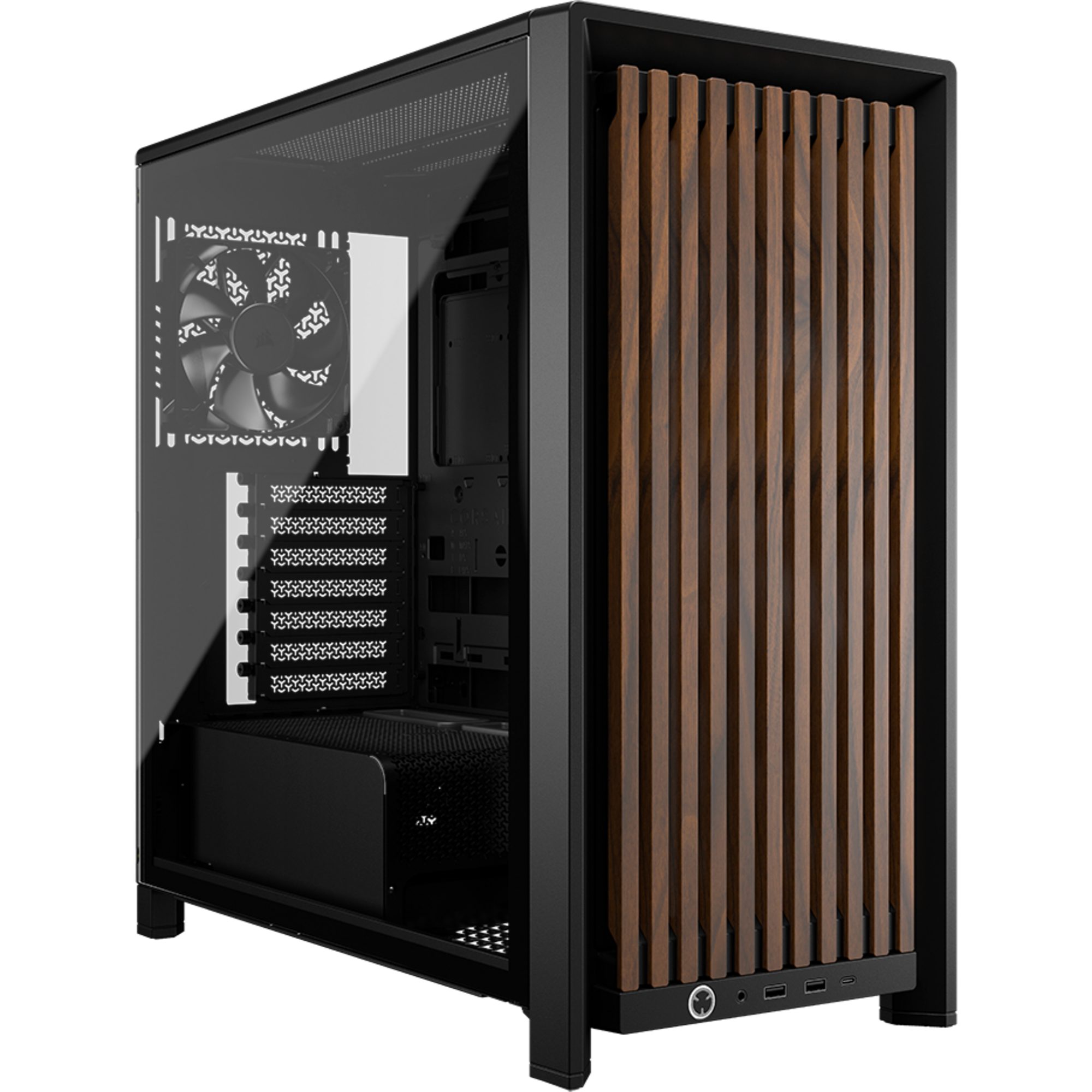 Corsair PC-Gehäuse Corsair FRAME 4000D WOOD RS, Tower-Gehäuse, (Tempered Glass)