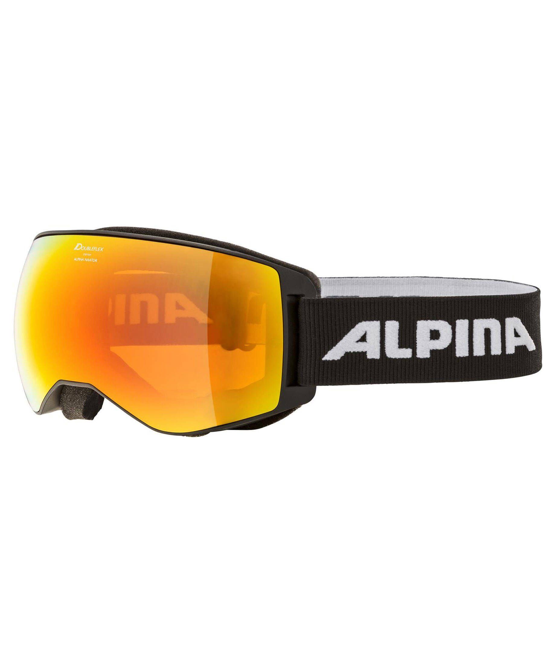Ski- schwarz/orange Skibrille (704) und Alpina NAATOR Sports Snowboardbrille