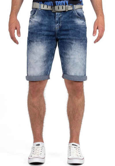 Cipo & Baxx Jeansshorts Herren Kurze Hose 21CB17-BANS mit gekrempelten Saum