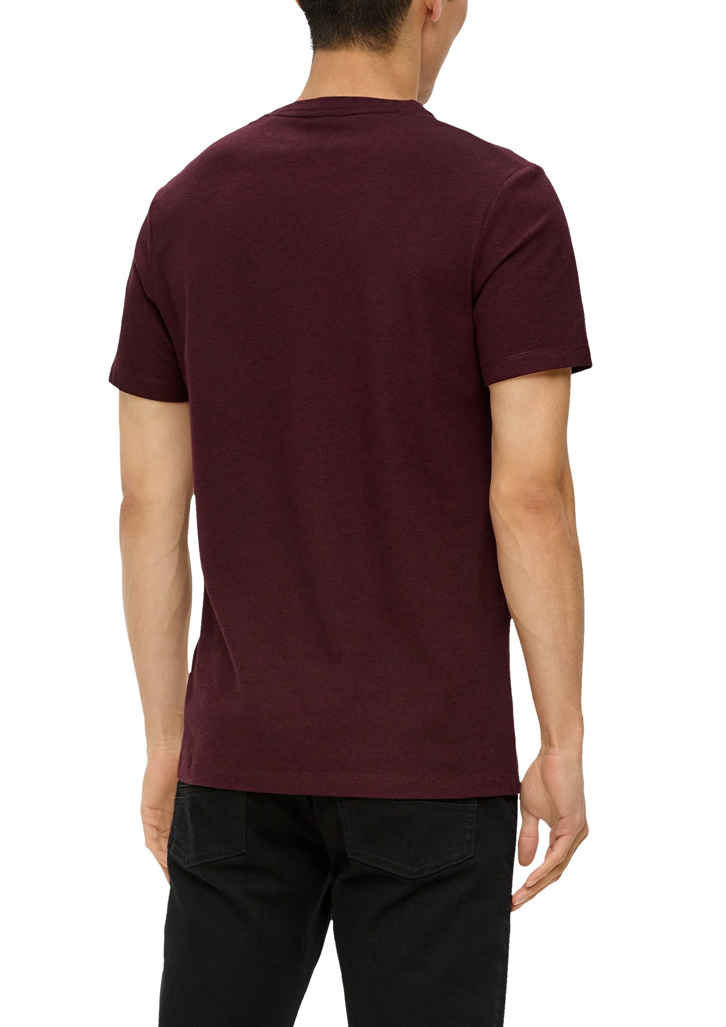s.Oliver Kurzarmshirt T-Shirt mit Blende Piqué-Struktur bordeaux