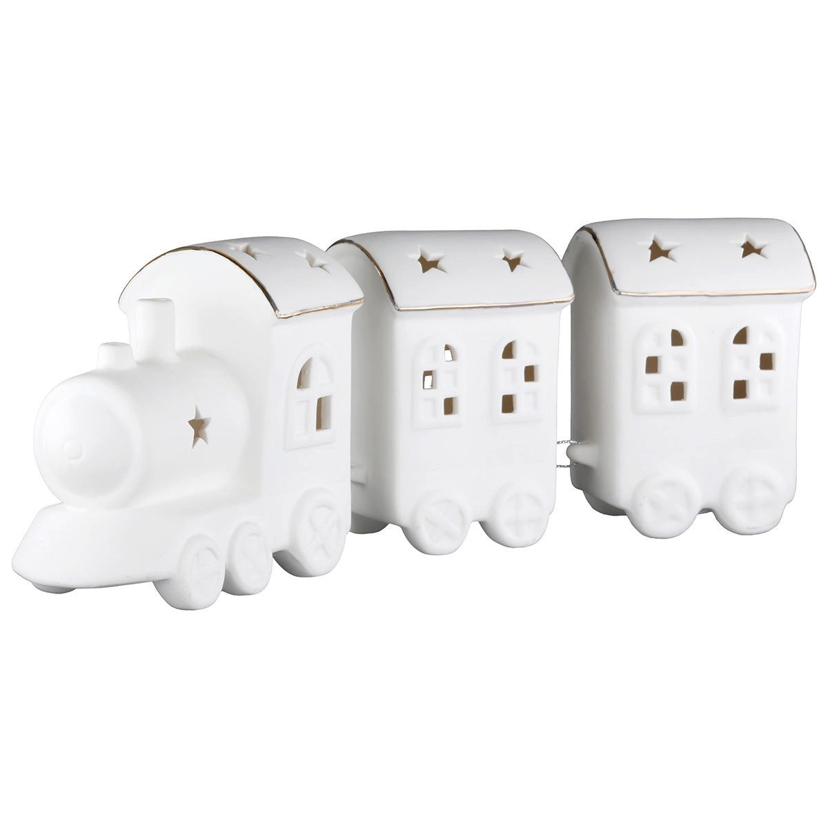 GILDE LED Schreibtischlampe LED Eisenbahn „Winter Dreams“ von Gilde – Porzellan Weihnachtsdeko