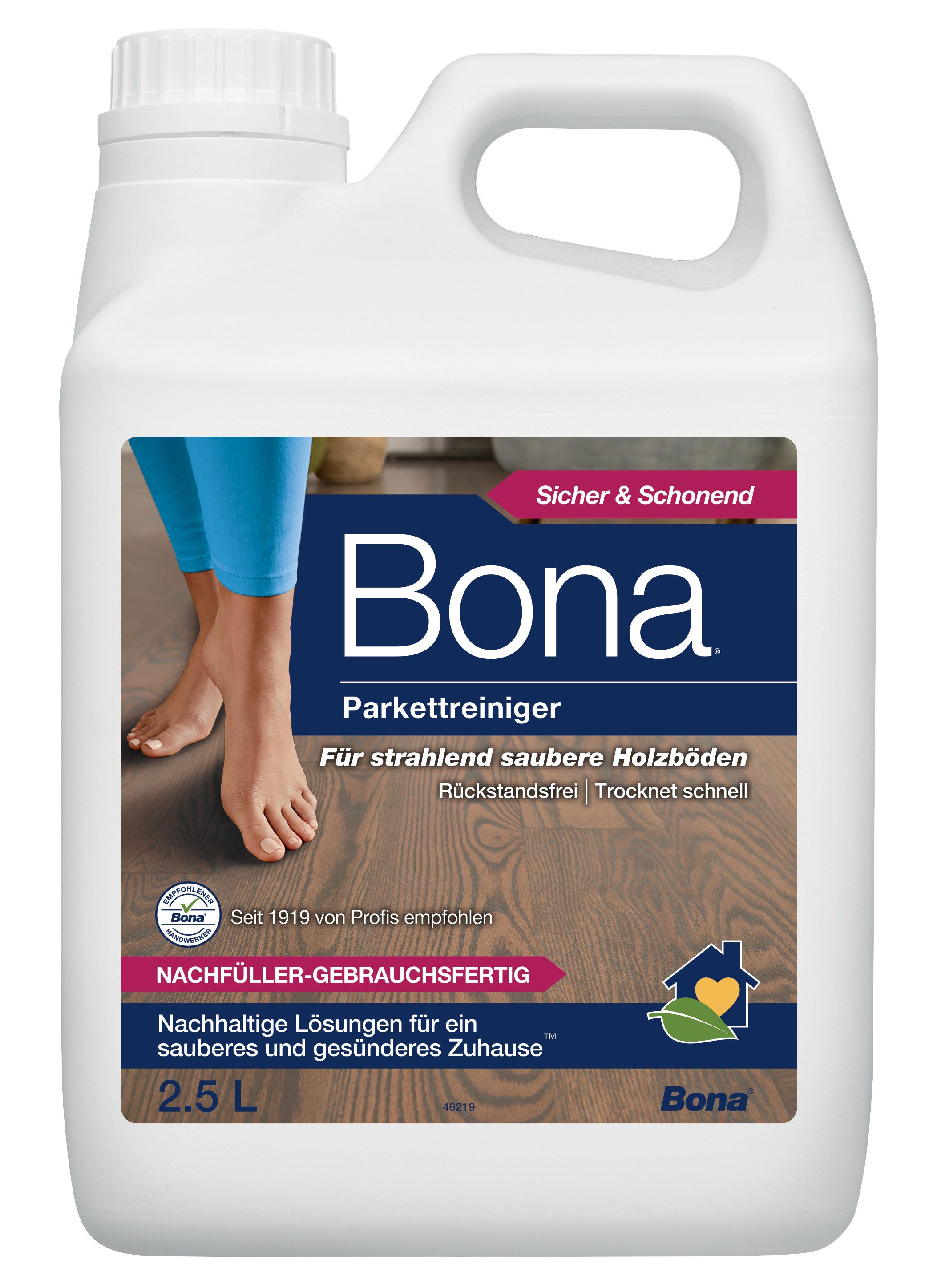 Bona Parkettreiniger Nachfüllkanister, Holzbodenreiniger Fussbodenreiniger (1-St. für lackierte oder gewachste Parkettböden)