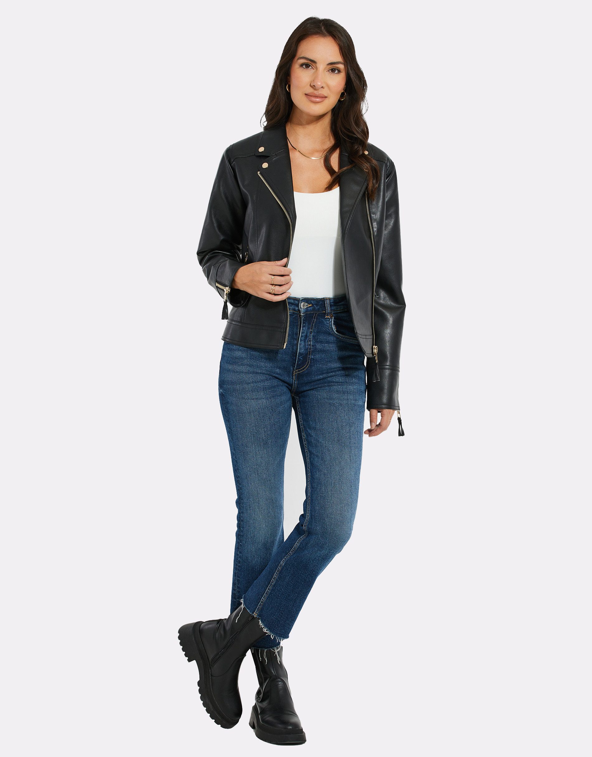Threadbare Outdoorjacke THB Harpers PU Biker Jacket (1-St) mit modischem Re günstig online kaufen