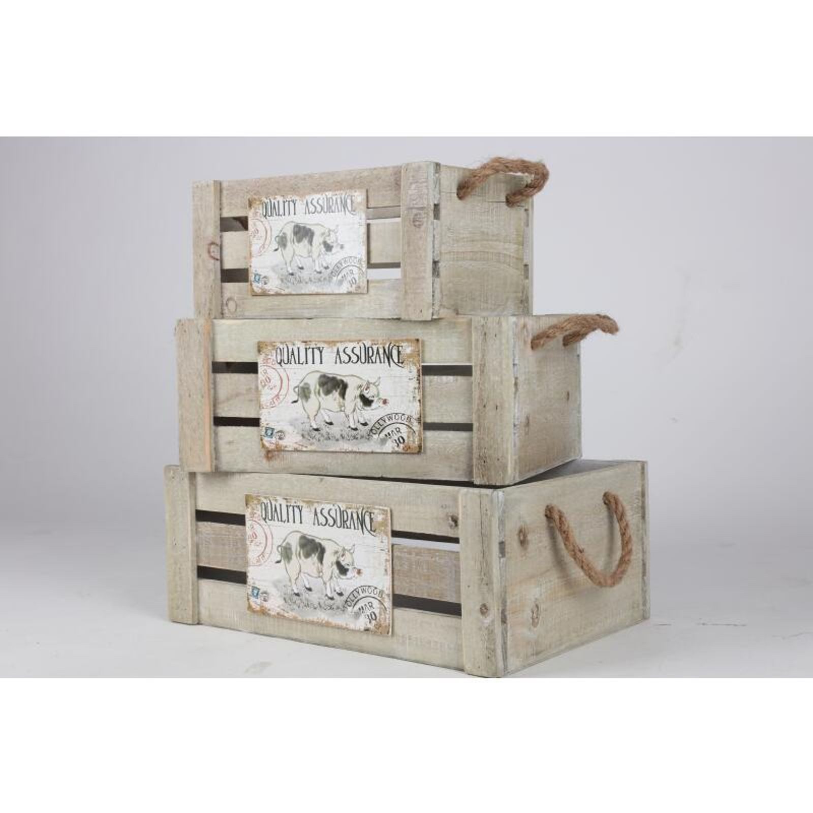 BURI Aufbewahrungsbox Holzkisten 3er Set Aufbewahrungsboxen Obstkorb Apfel Ordnung Lagerung
