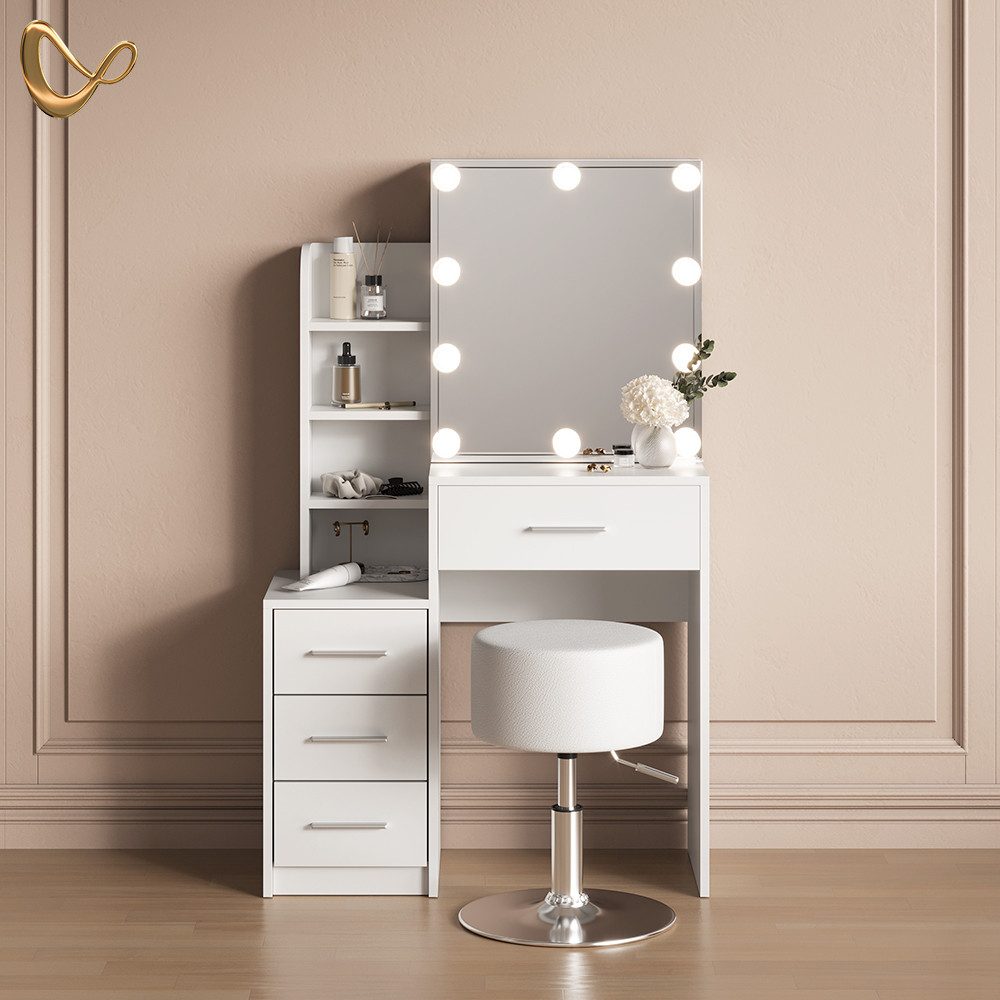 Livinity® Schminktisch Loreta, Weiß, mit LED günstig online kaufen