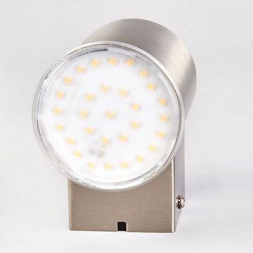Lindby LED Außen-Wandleuchte Morena, LED-Leuchtmittel fest verbaut, warmweiß, Modern, Edelstahl, Kunststoff, edelstahl, 1 flammig, inkl.