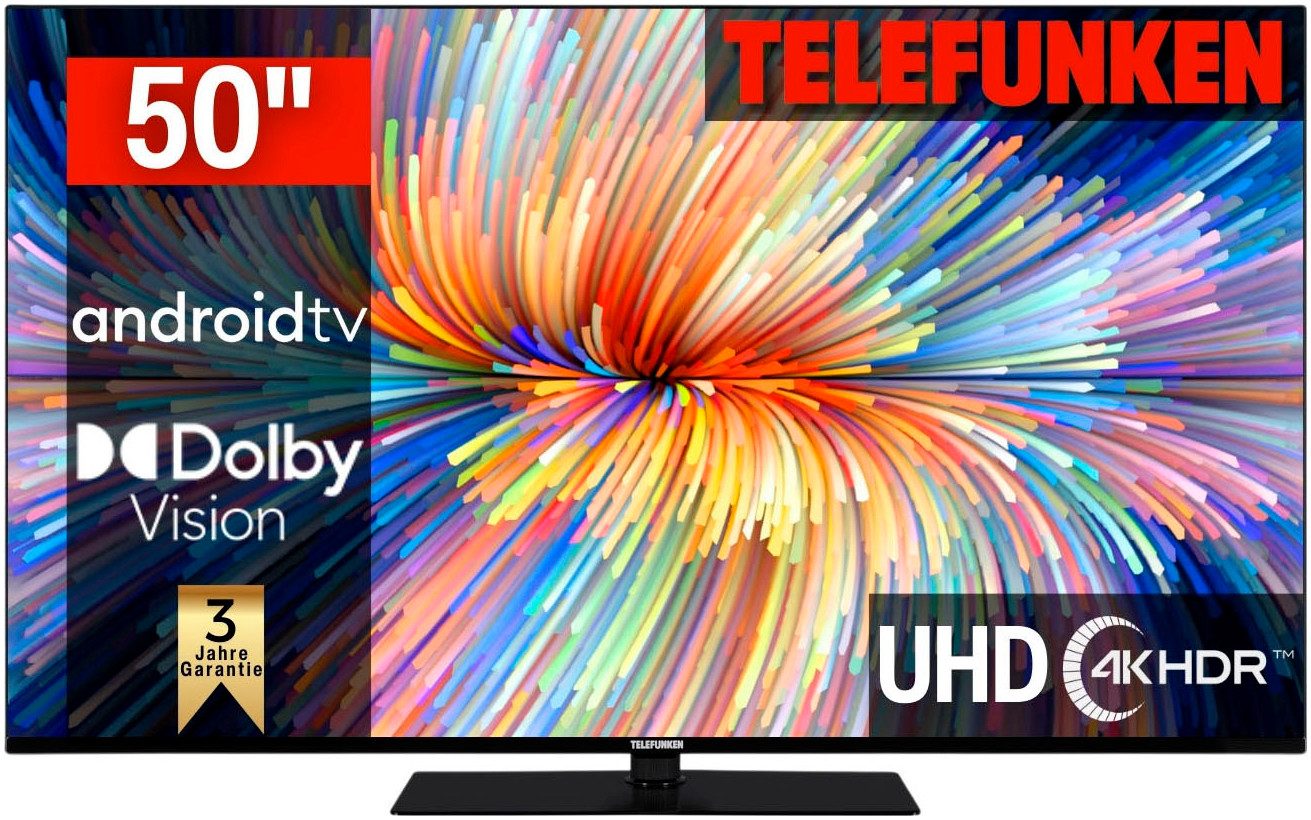 Telefunken D50V950M2CWH LED-Fernseher (126 cm/50 Zoll, 4K Ultra HD, Android TV, Smart-TV, Dolby Atmos,USB-Recording,Google Assistent,Android-TV)