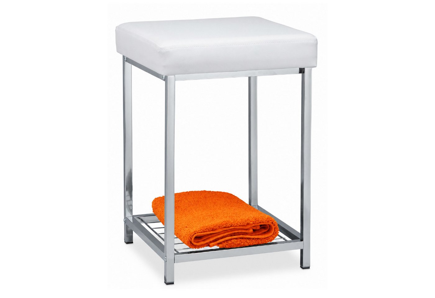 relaxdays Polsterhocker Gepolsterter Hocker mit Ablage Weiß (1 St), weiß