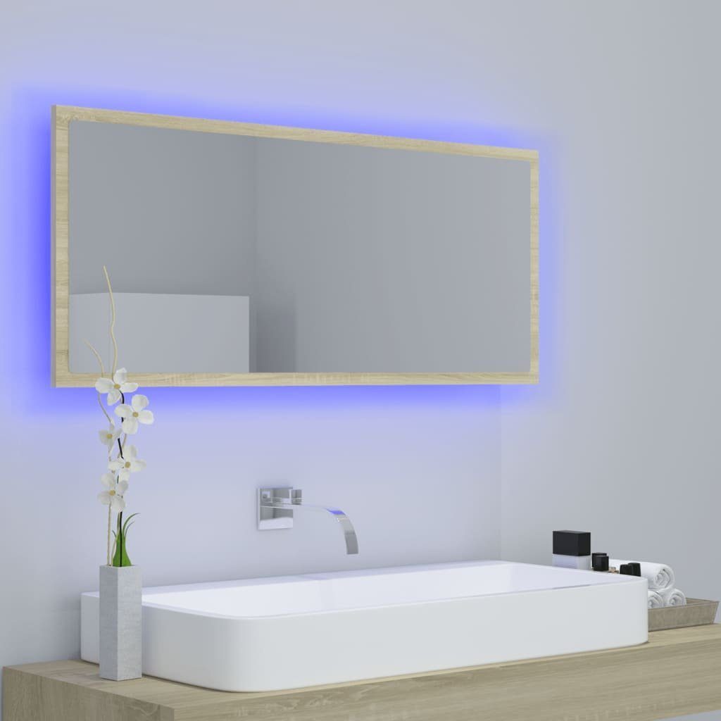 100x8,5x37 Acryl Sonoma vidaXL Eiche Badezimmerspiegelschrank cm (1-St) LED-Badspiegel Sonoma-Eiche