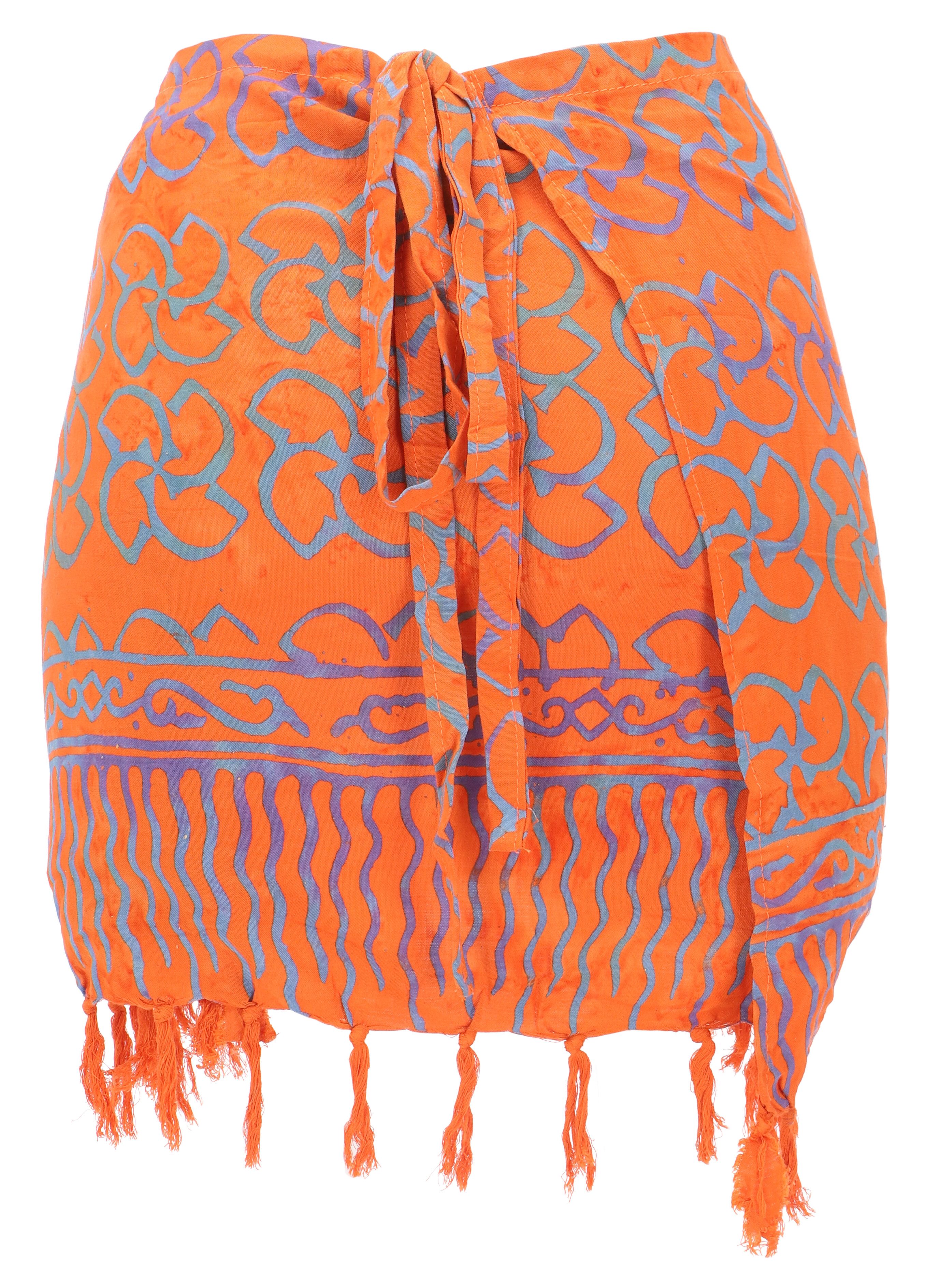 Guru-Shop Minirock Kurzer Wickelrock mit Fransen, Strandrock -.. alternative Bekleidung