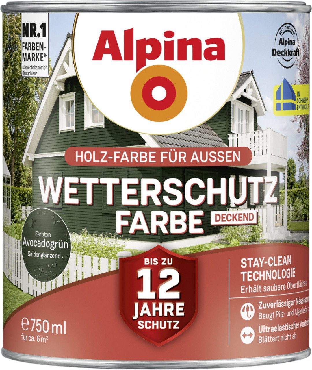 Alpina Holzschutzlasur Alpina Wetterschutzfarbe deckend 0,75 L