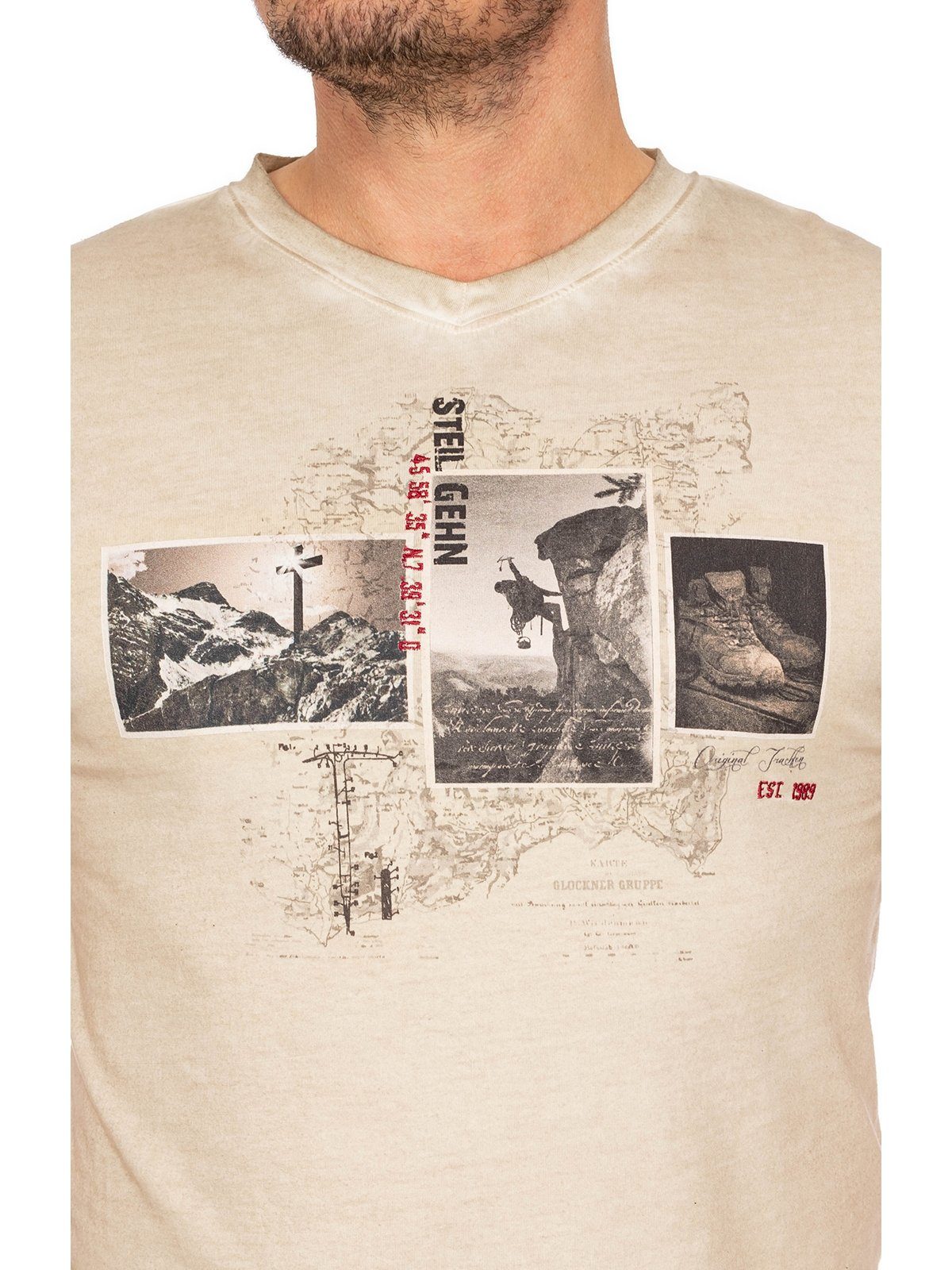 MarJo Trachtenshirt T-Shirt THEODOR sandstein