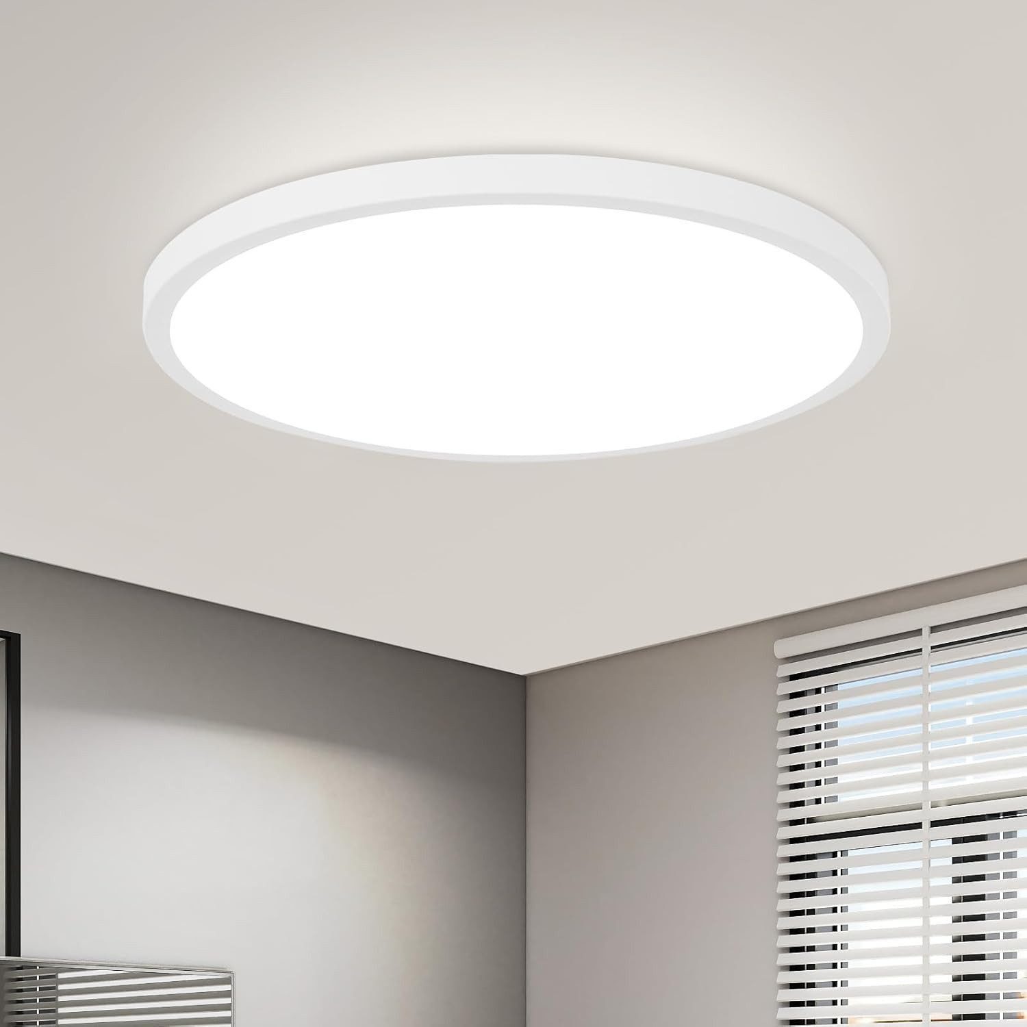 ZMH LED Deckenleuchte flach rund 18–30cm schwarz weiß Küchenlampe hell augenschonend, Augenshutz, LED fest integriert, 6000K, Modern Flurlampe
