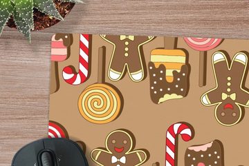 MuchoWow Gaming Mauspad Weihnachten - Plätzchen - Süßigkeiten - Muster (1-St), Mousepad mit Rutschfester Unterseite, Gaming, 40x40 cm, XXL, Großes