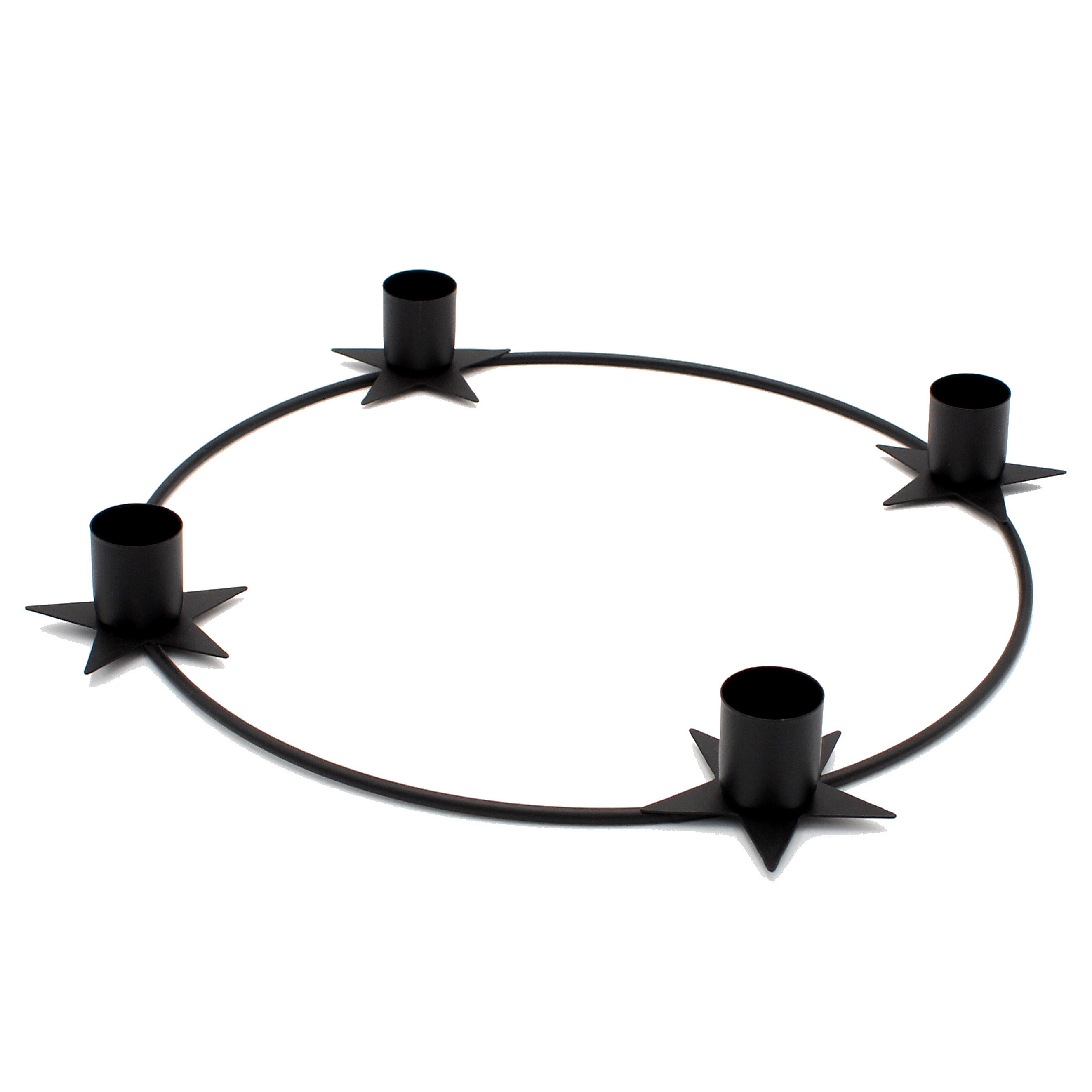 Dekohelden24 Adventskranz Adventskränze in verschiedenen Varianten, Mit Sternendekor, passend für 4 Stabkerzen