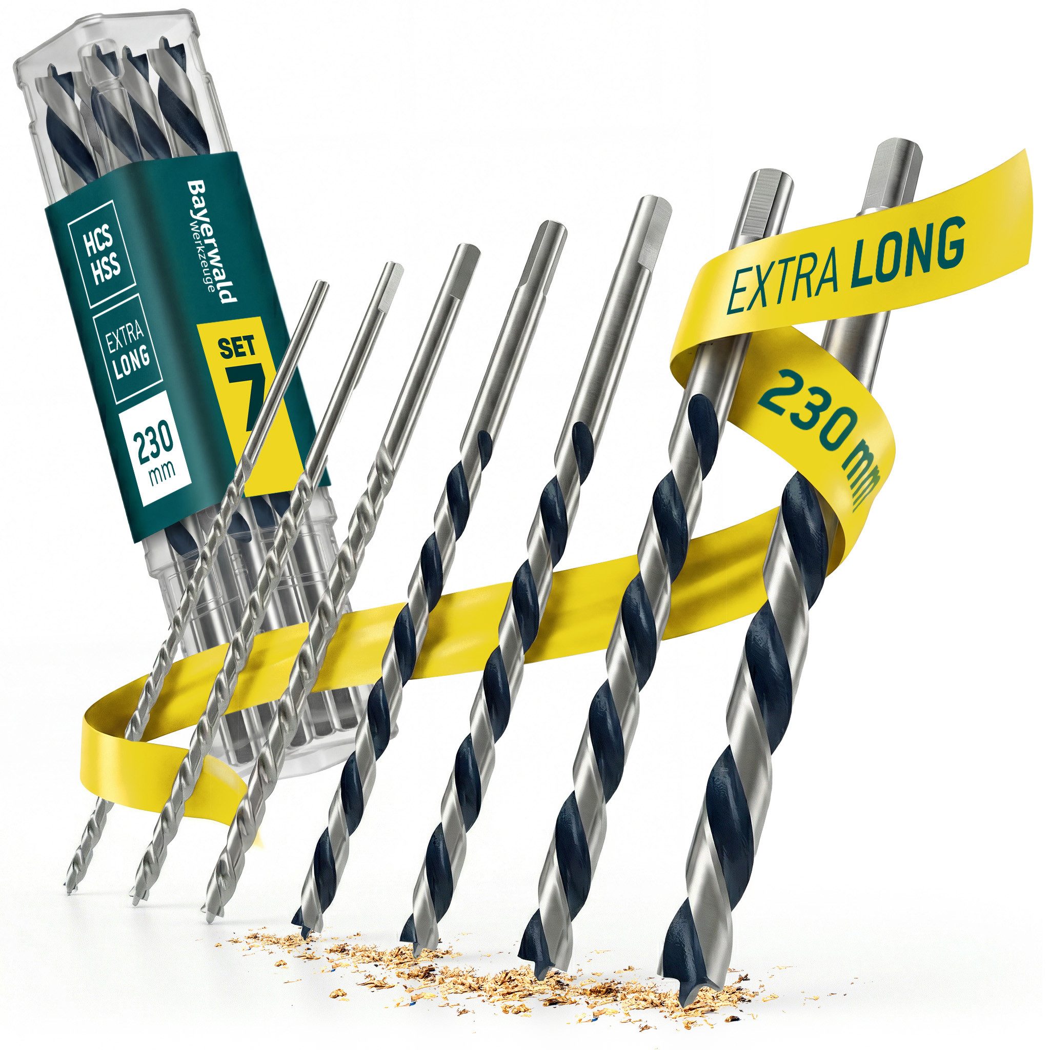 QUALITÄT AUS DEUTSCHLAND Bayerwald Werkzeuge Holzbohrer Profi Holzbohrer Set Überlänge 230 mm -