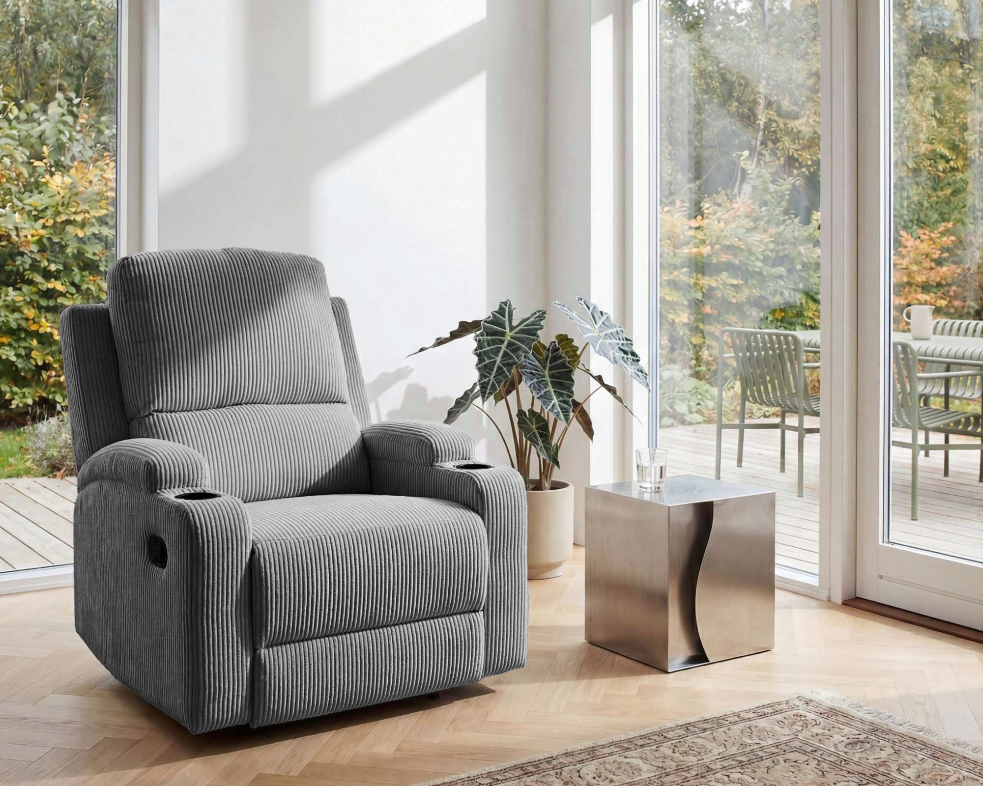 OTTO home Relaxsessel NAPORI Cord, Kinosessel, Multimedia-Sessel, TV-Sessel mit manueller u elektrischer Relaxfunktion u. Getränkehalter – Bild 2 von 5