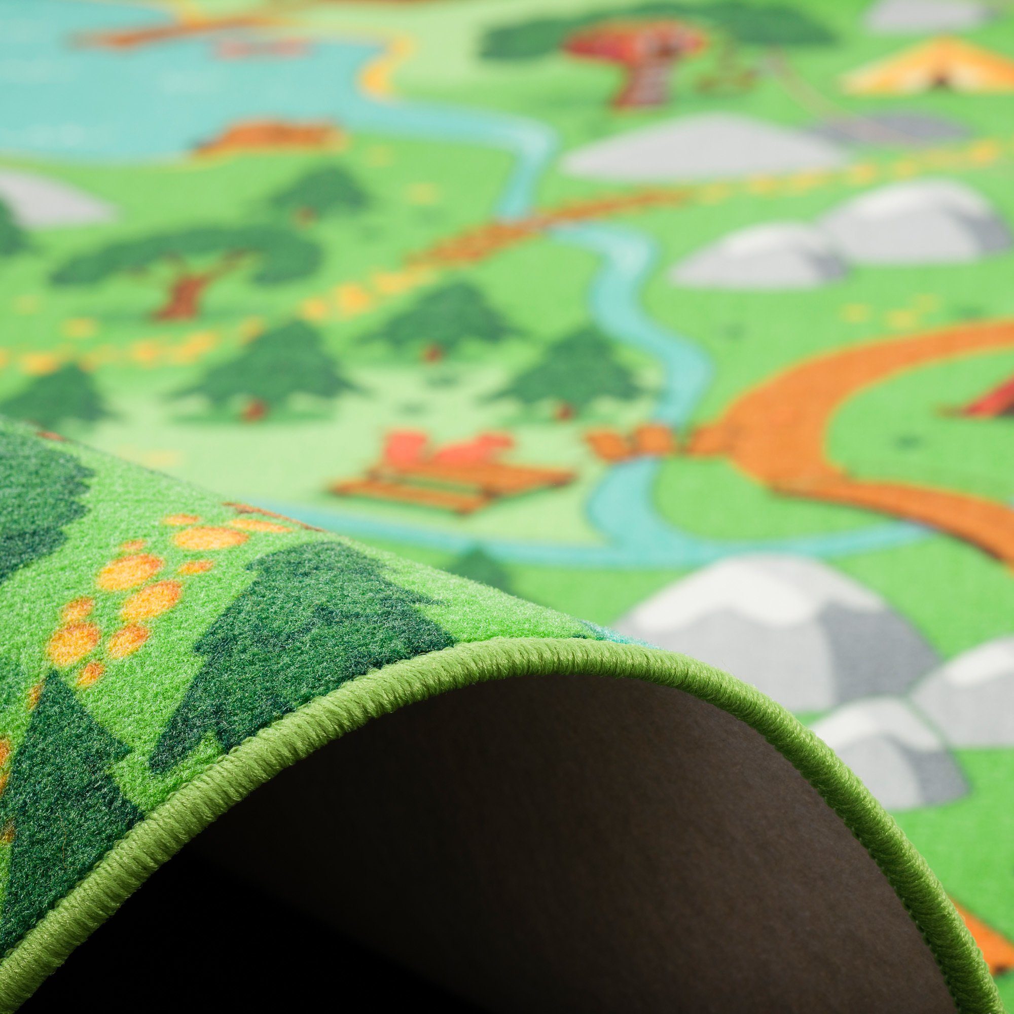 Snapstyle Kinderteppich Kinder Spiel Teppich Campingplatz Rund, Rund, Höhe: 5 mm
