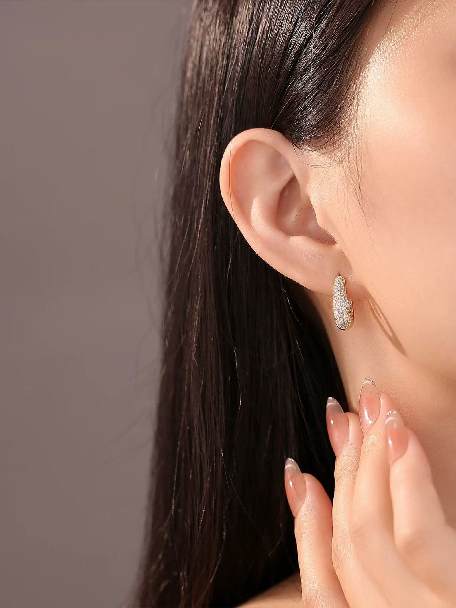Jumpeak Paar Ohrstecker mit Ohrklemme Damen-Gold-Ohrringe, 14K Gold-Ohrringe, D/E, VVS/VS, Diamant-Ohrringe, Kommunion geschenk mädchen,Damen geschenk,Geschenk tochter