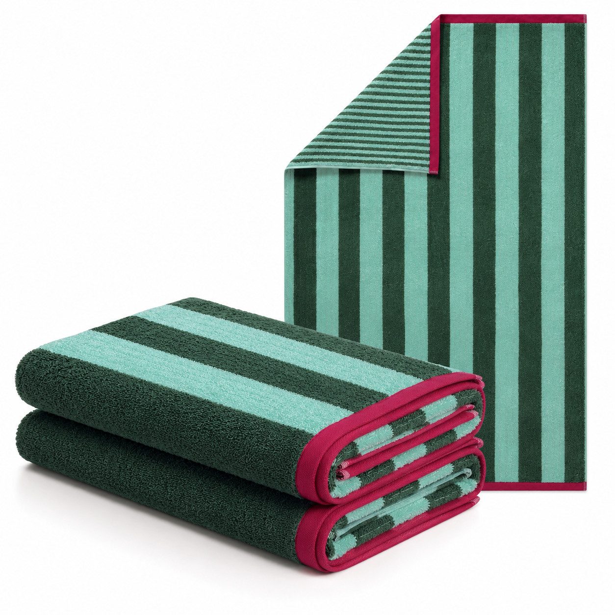 OTTO home Strandtuch Elenna, 100% Baumwolle, flauschig und weich, 500 gr/m², Frottier (2-St), Premium Strandtücher 90x180cm, Streifen, 5 Jahre Garantie