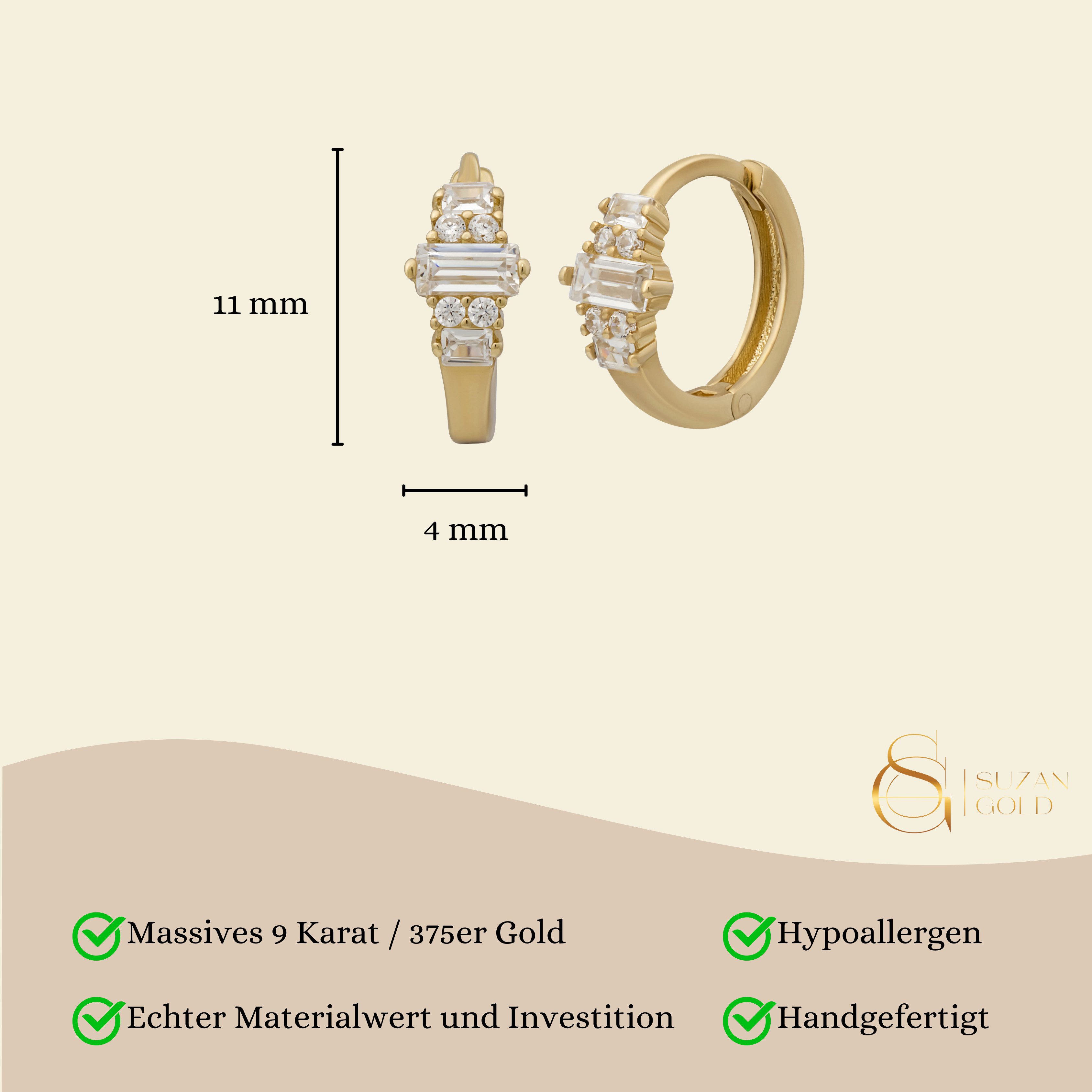 Suzan Gold Creolen-Set 375er Gold Creolen – Kristall Creolen mit Zirkonia a günstig online kaufen