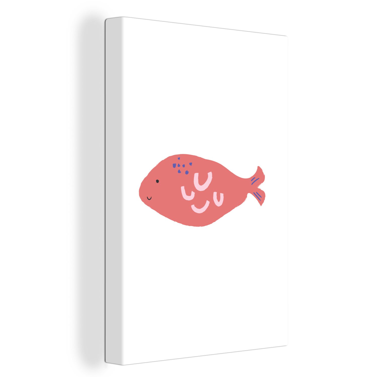 OneMillionCanvasses® Leinwandbild Pastell - Fisch - Rosa, (1 St), Leinwandbild fertig bespannt inkl. Zackenaufhänger, Gemälde, 20x30 cm