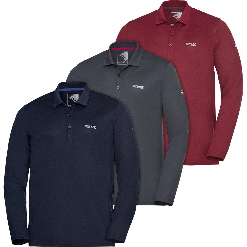 Regatta Professional Langarm-Poloshirt (Set, 3er-Pack) Hervorragender Feuchtigkeitstransport