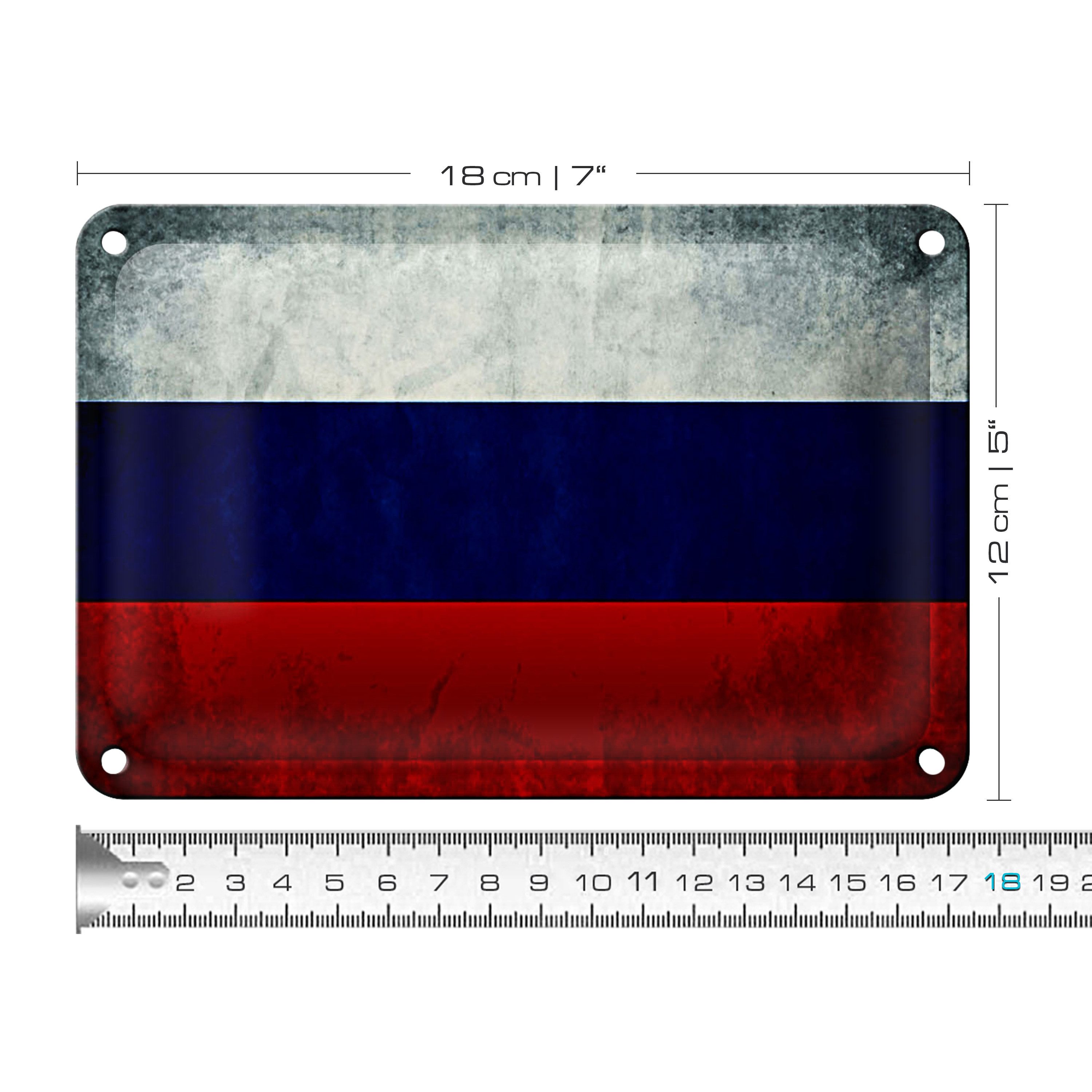 Roomando Metallschild Flagge 18x12cm Russland Fahne Russia Flag