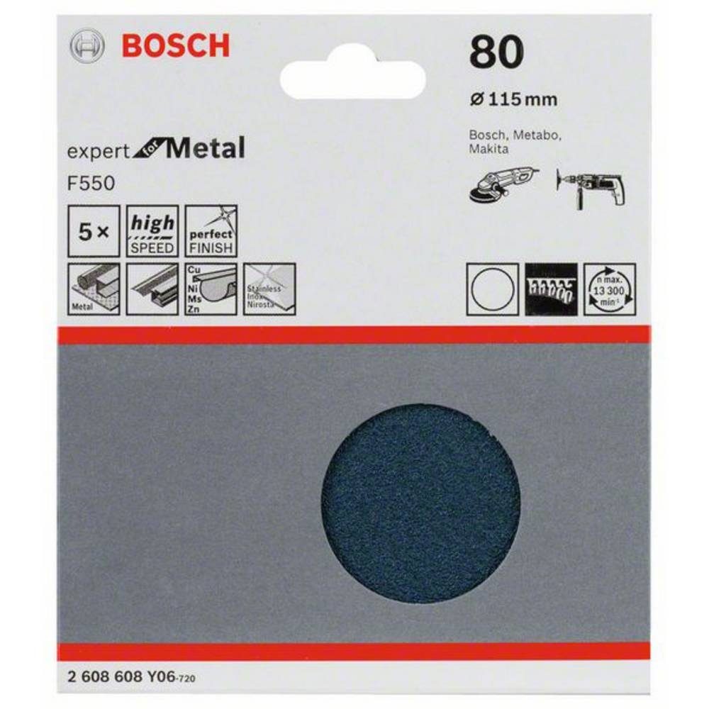 BOSCH Schleifpapier Schleifblatt F550, Metal, Expert 115 80 for mm