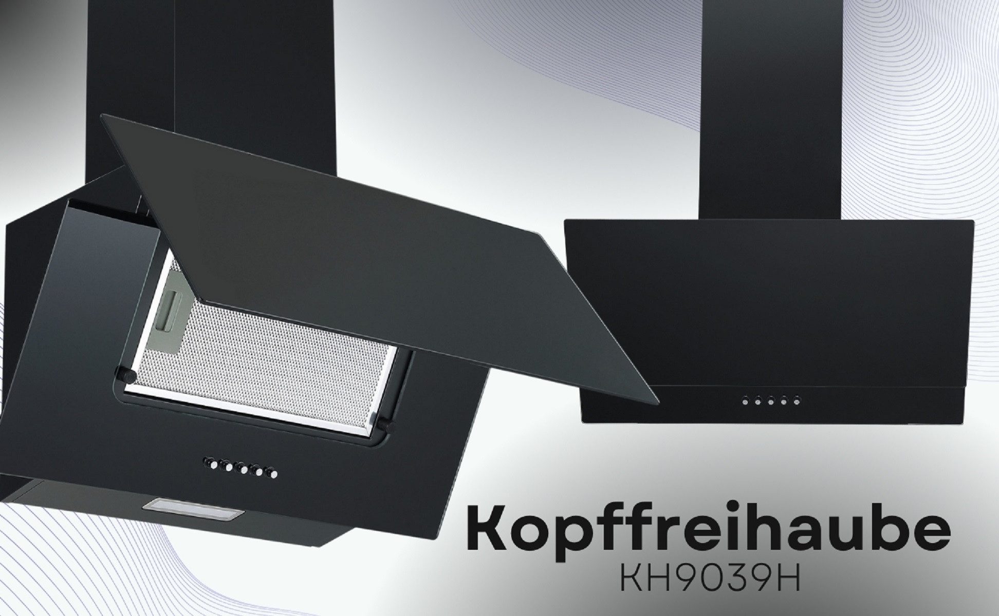 PKM Kopffreihaube KH9039H KH9039H, Dunstabzugshaube LED Aktivkohlefilter Teleskopkamin ausziehbar
