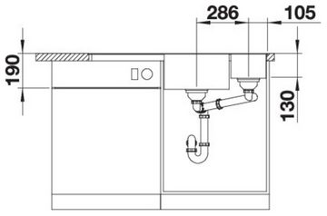 Blanco Granitspüle AXIA III 6 S-F, eckig, 50/99 cm, (1 St), inklusive Esche-Compound-Brückenschneidebrett und Multifunktionsschale