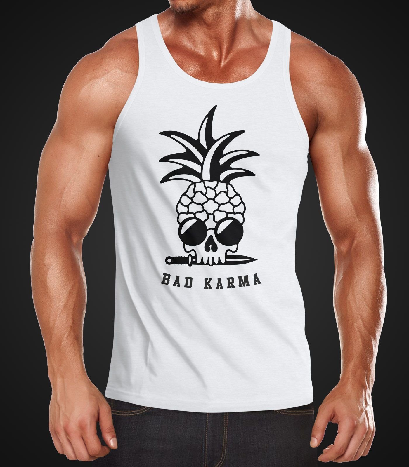 Neverless Tanktop Herren Tank-Top Totenkopf Ananas-Trend günstig online kaufen