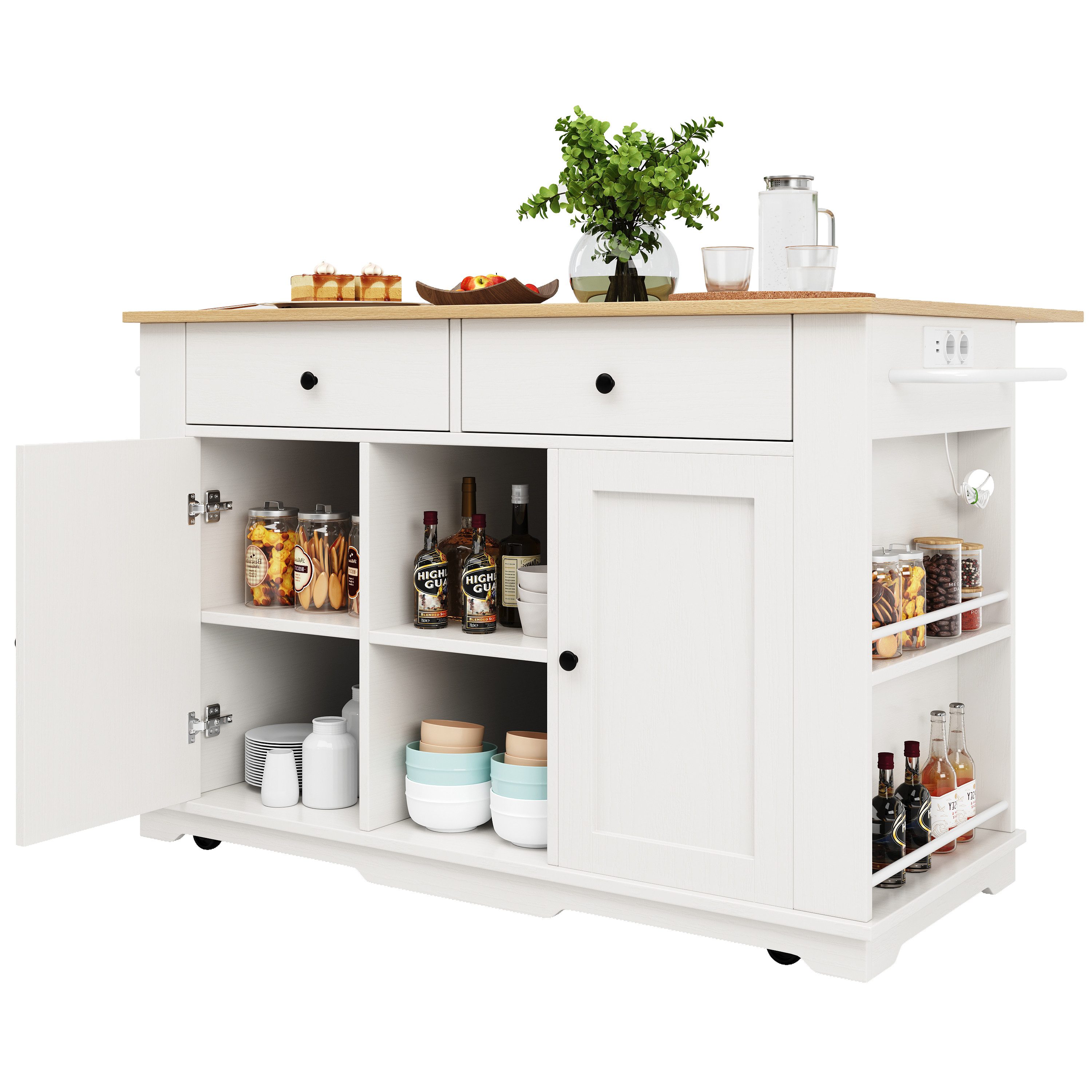 Tongtong Kücheninsel Küchenschrank, buffetschrank, mit Steckdosenleiste günstig online kaufen