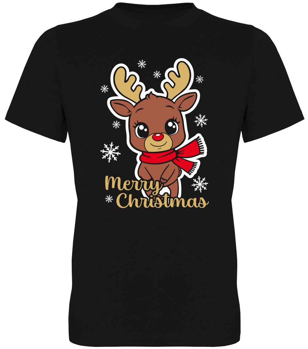 G-graphics T-Shirt Merry Christmas – Rentier mit Kulleraugen & Schal Herren günstig online kaufen
