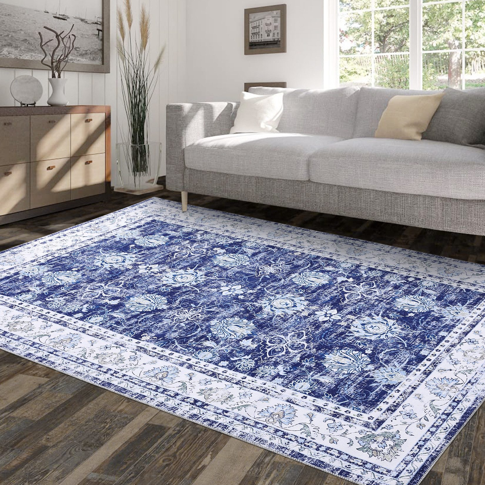 GarveeMore Teppich Kurzflor Orientteppich Designteppich Läufer Küchenläufer, Sofaläufer, rechteckig, Boho Deko Waschbar, Rutschfest, Wasser- und Schmutzabweisend