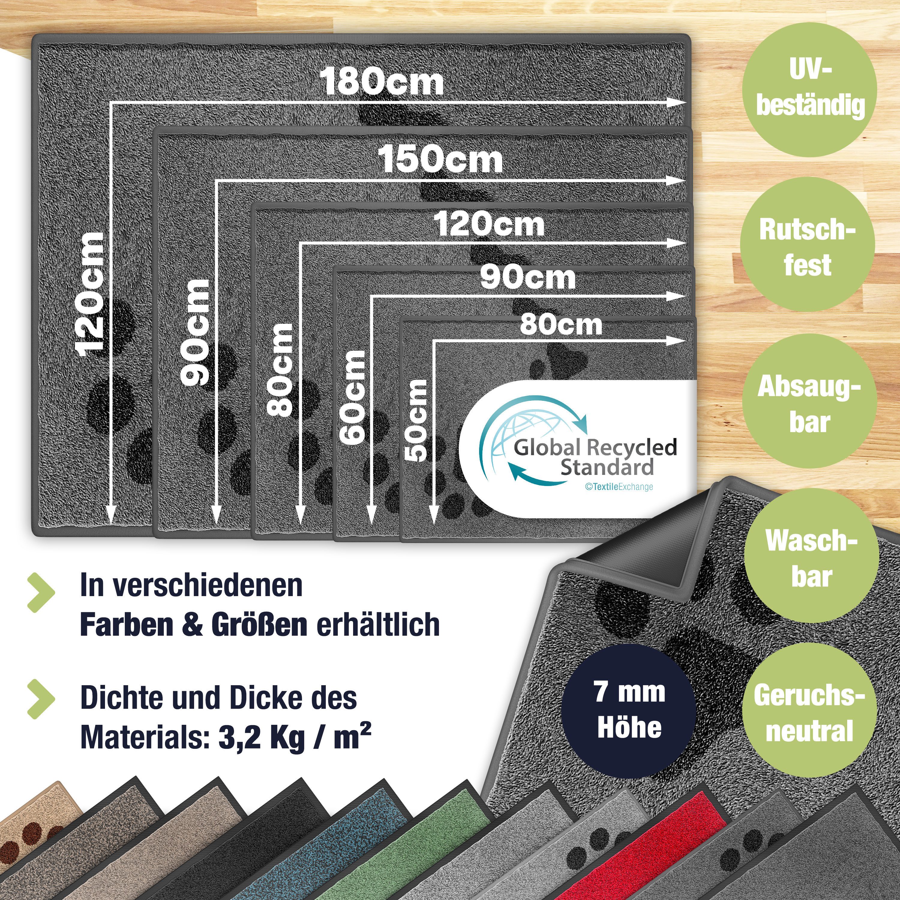 KESSER Fußmatte Schmutzfangmatte rutschfest für Innen- & Außenbereich, Höhe günstig online kaufen